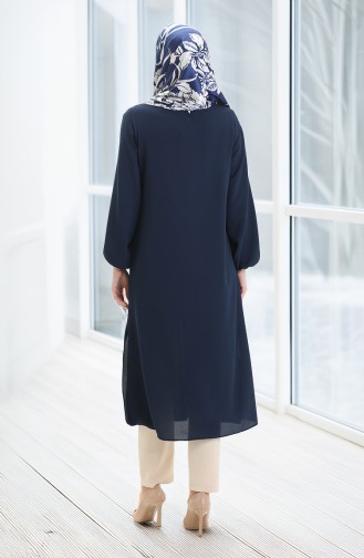Yandan Yırtmaçlı Uzun Tunik 4104-04 Lacivert