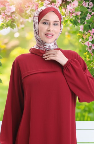 Yandan Yırtmaçlı Uzun Tunik 4104-06 Bordo