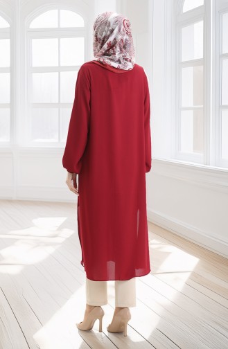 Yandan Yırtmaçlı Uzun Tunik 4104-06 Bordo