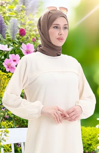 Tunique Longue Fendue Sur Le Côté 4104-07 Crème 4104-07