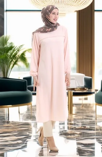 Tunique Longue Fendue Sur Le Côté 4104-08 Poudre 4104-08