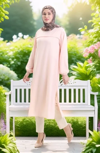 Tunique Longue Fendue Sur Le Côté 4104-08 Poudre 4104-08