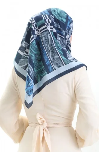 Karaca Desenli Kupra Eşarp 81089-01 Lacivert Bebek Mavisi