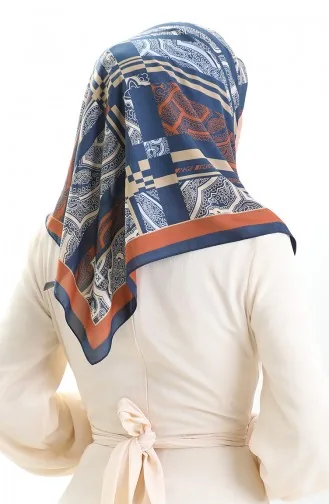 Karaca Patroon Cupra Sjaal 81089-02 Marineblauw Bruin 81089-02
