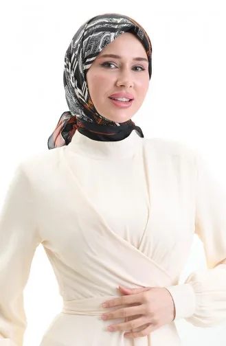 Karaca Desenli Kupra Eşarp 81089-03 Siyah Kahverengi