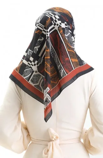 Karaca Desenli Kupra Eşarp 81089-03 Siyah Kahverengi