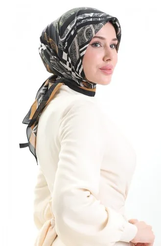 Karaca Desenli Kupra Eşarp 81089-05 Siyah Gold