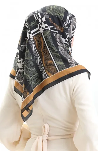 Karaca Desenli Kupra Eşarp 81089-05 Siyah Gold