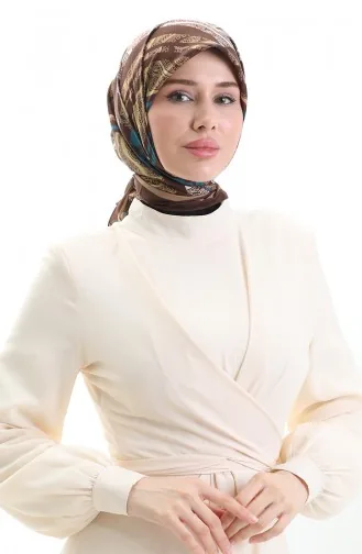 Karaca Desenli Kupra Eşarp 81089-08 Kahverengi Toprak