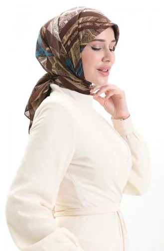 Karaca Desenli Kupra Eşarp 81089-08 Kahverengi Toprak