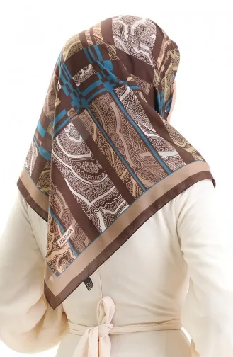 Karaca Desenli Kupra Eşarp 81089-08 Kahverengi Toprak