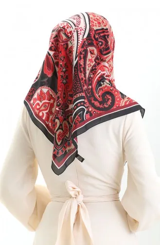 Karaca Desenli Kupra Eşarp 81090-03 Siyah Bordo