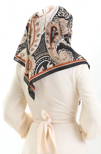 Karaca Desenli Kupra Eşarp 81090-07 Siyah Kahverengi