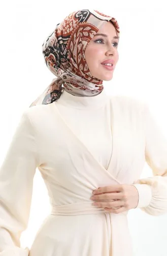 Karaca Desenli Kupra Eşarp 81090-08 Vizon Kahverengi