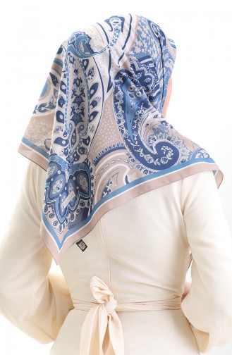 Karaca Desenli Kupra Eşarp 81090-10 Toprak İndigo