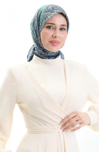 Karaca Desenli Cotton Eşarp 81091-01 Lacivert Saks