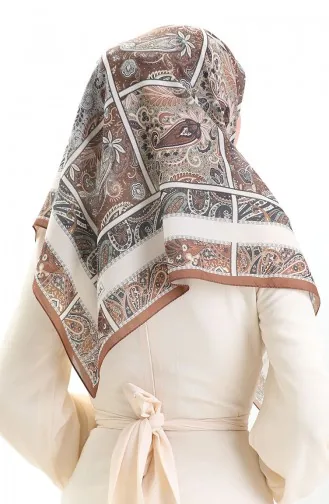 Karaca Patterned Cotton Scarf 81094-12 Brown Cream 81094-12
