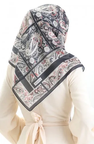 Karaca Patterned Cotton Scarf 81094-14 Black Cream 81094-14