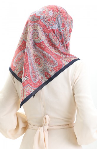 Karaca Desenli Cotton Eşarp 81098-01 Lacivert Bordo