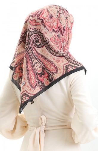 Karaca Desenli Cotton Eşarp 81098-04 Siyah Nar Çiçeği