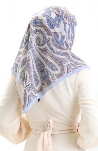 Karaca Gebloemde Katoenen Sjaal 81098-08 Babyblauw 81098-08