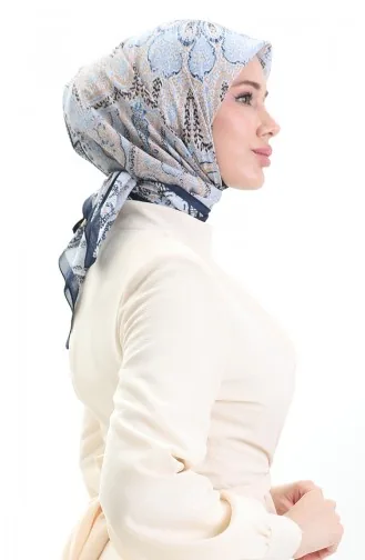 Karaca Desenli Cotton Eşarp 81098-09 Lacivert İndigo