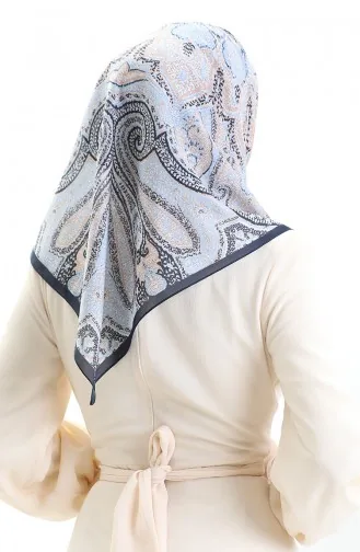Karaca Desenli Cotton Eşarp 81098-09 Lacivert İndigo