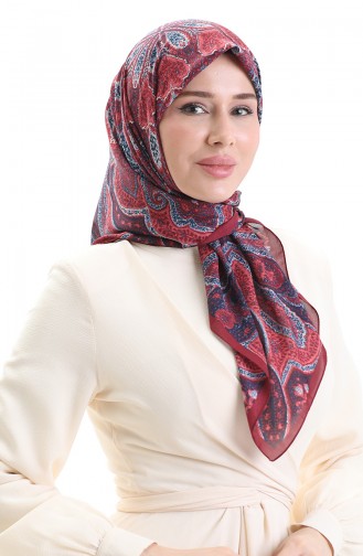 Karaca Desenli Cotton Eşarp 81098-10 Bordo