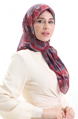 Karaca Desenli Cotton Eşarp 81098-10 Bordo