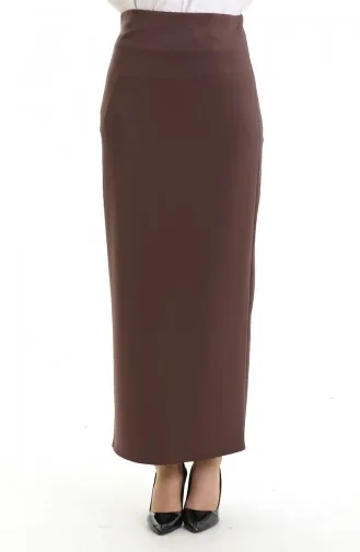 Düz Kalem Etek 0172-01 Kahverengi