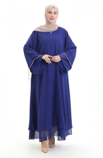 Abaya Zippée Avec Manches Ornées De Pierres 0167-02 Saks 0167-02