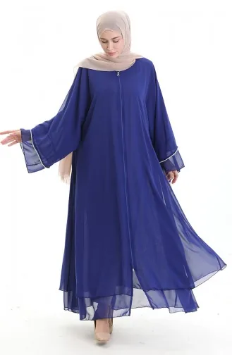 Abaya Zippée Avec Manches Ornées De Pierres 0167-02 Saks 0167-02
