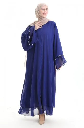 Abaya Zippée Avec Manches Ornées De Pierres 0167-02 Saks 0167-02