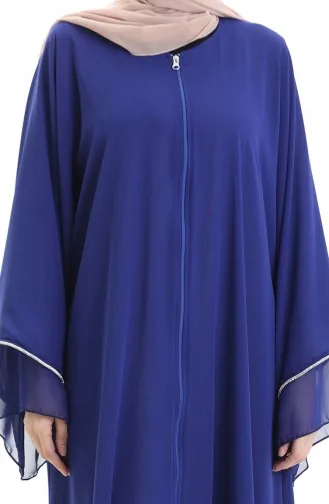 Abaya Zippée Avec Manches Ornées De Pierres 0167-02 Saks 0167-02