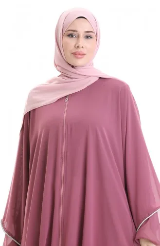 عباية بسحاب مع تفاصيل حجرية على الأكمام 0167-05 داستي روز 0167-05