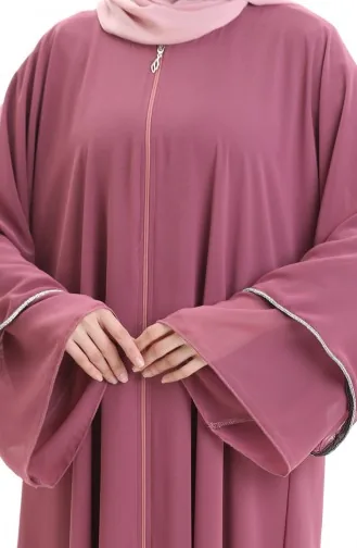 عباية بسحاب مع تفاصيل حجرية على الأكمام 0167-05 داستي روز 0167-05