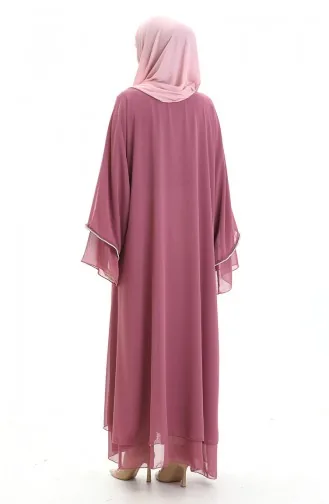 عباية بسحاب مع تفاصيل حجرية على الأكمام 0167-05 داستي روز 0167-05