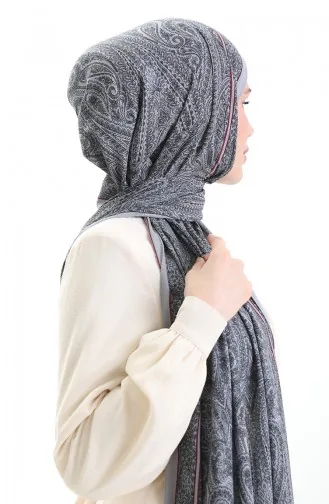 Mio Crepe Sjaal Met Karaca Patroon 82000-01 Grijs 82000-01