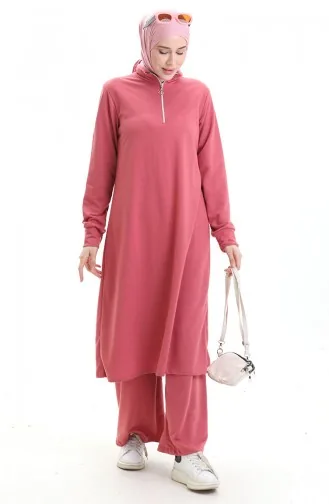 İki İplik Tunik Pantolon İkili Takım 2068-01 Gül Kurusu