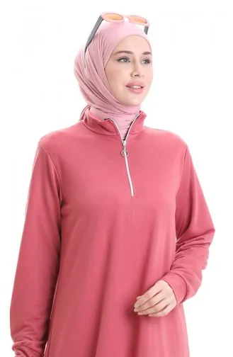 İki İplik Tunik Pantolon İkili Takım 2068-01 Gül Kurusu