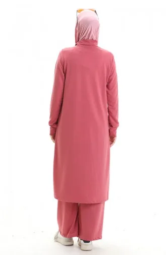 İki İplik Tunik Pantolon İkili Takım 2068-01 Gül Kurusu