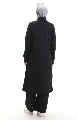 İki İplik Tunik Pantolon İkili Takım 2068-04 Siyah