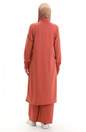 İki İplik Tunik Pantolon İkili Takım 2068-05 Kiremit