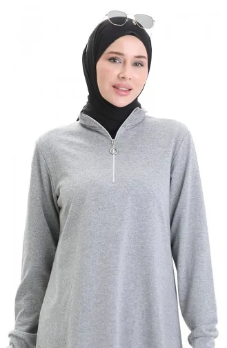طقم تونيك وبنطلون من قطعتين 2068-06 رمادي 2068-06