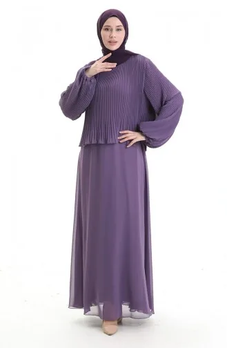 Robe De Soirée Plissée Grande Taille 0170-01 Lilas 0170-01