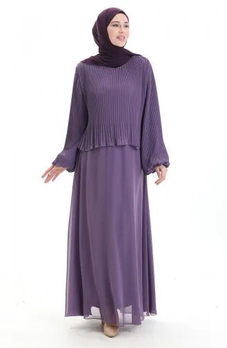 Robe De Soirée Plissée Grande Taille 0170-01 Lilas 0170-01