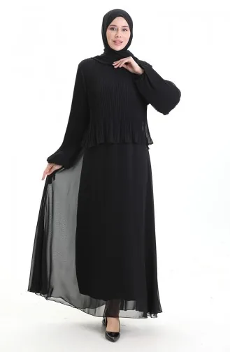 Robe De Soirée Plissée Grande Taille 0170-02 Noir 0170-02