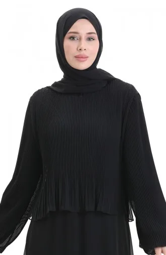 Robe De Soirée Plissée Grande Taille 0170-02 Noir 0170-02