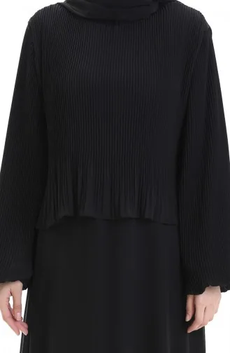 Robe De Soirée Plissée Grande Taille 0170-02 Noir 0170-02