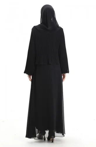 Robe De Soirée Plissée Grande Taille 0170-02 Noir 0170-02